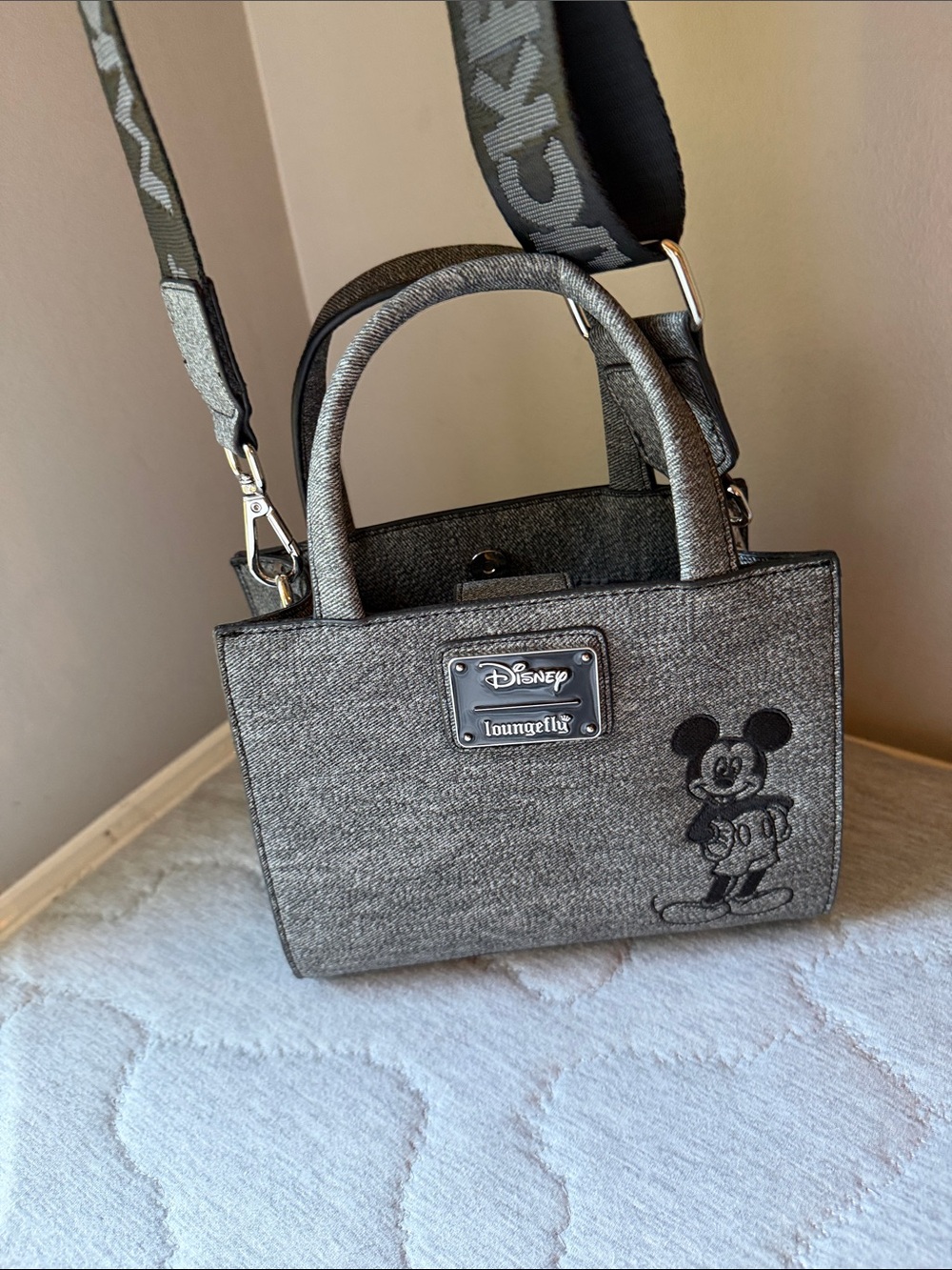 Loungefly Disney Gray Mickey Mouse Mini Tote